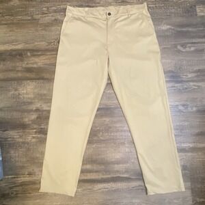 ZELOS Pants Men's Khaki Flat Front Performance Golf Stretch Chino Size 40x32‎
